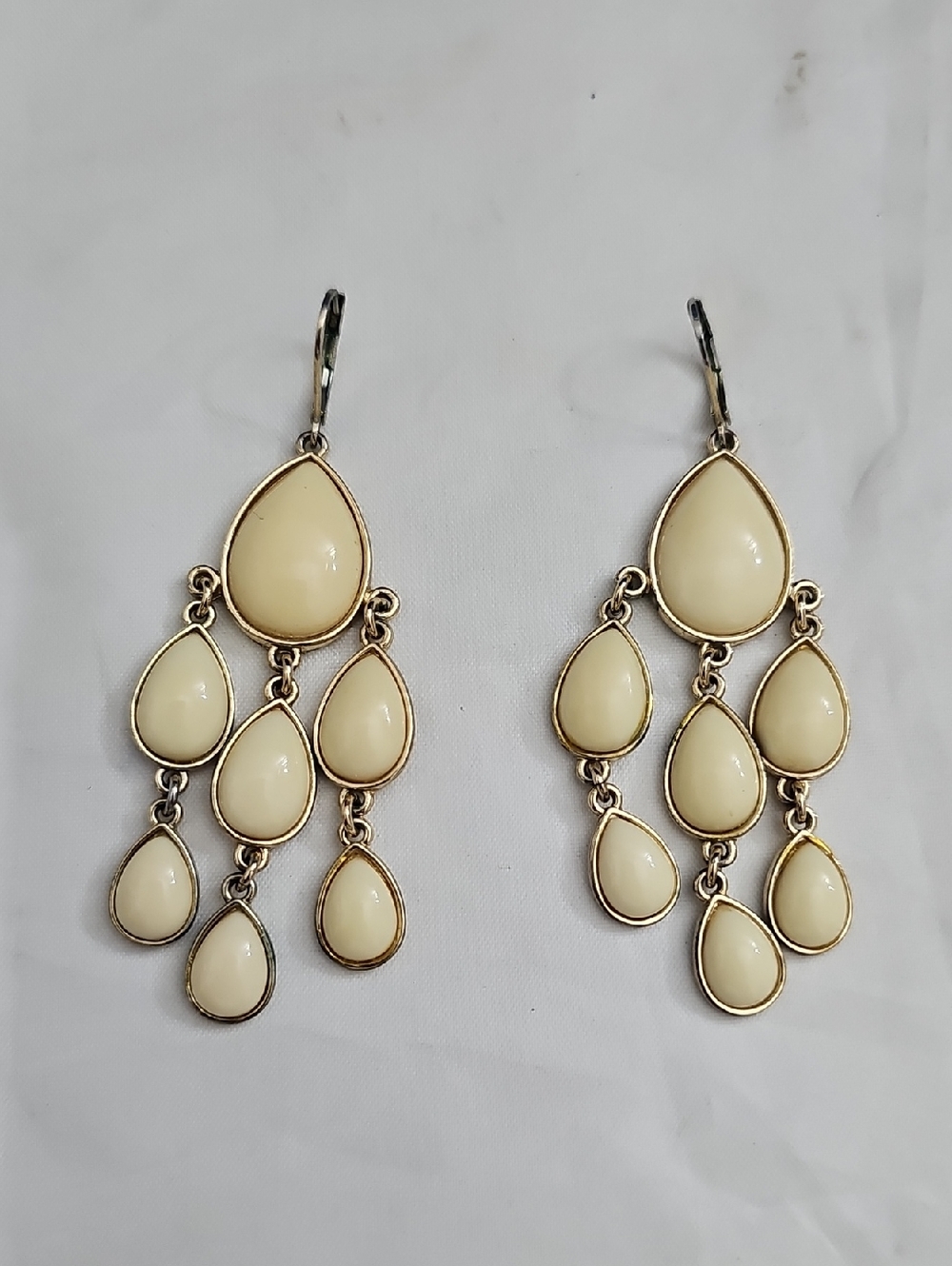 Cream Teardrop Chandelier Earrings - Unbranded